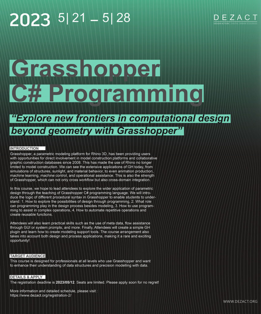 Grasshopper C# Programming for Parametric Design — course poster