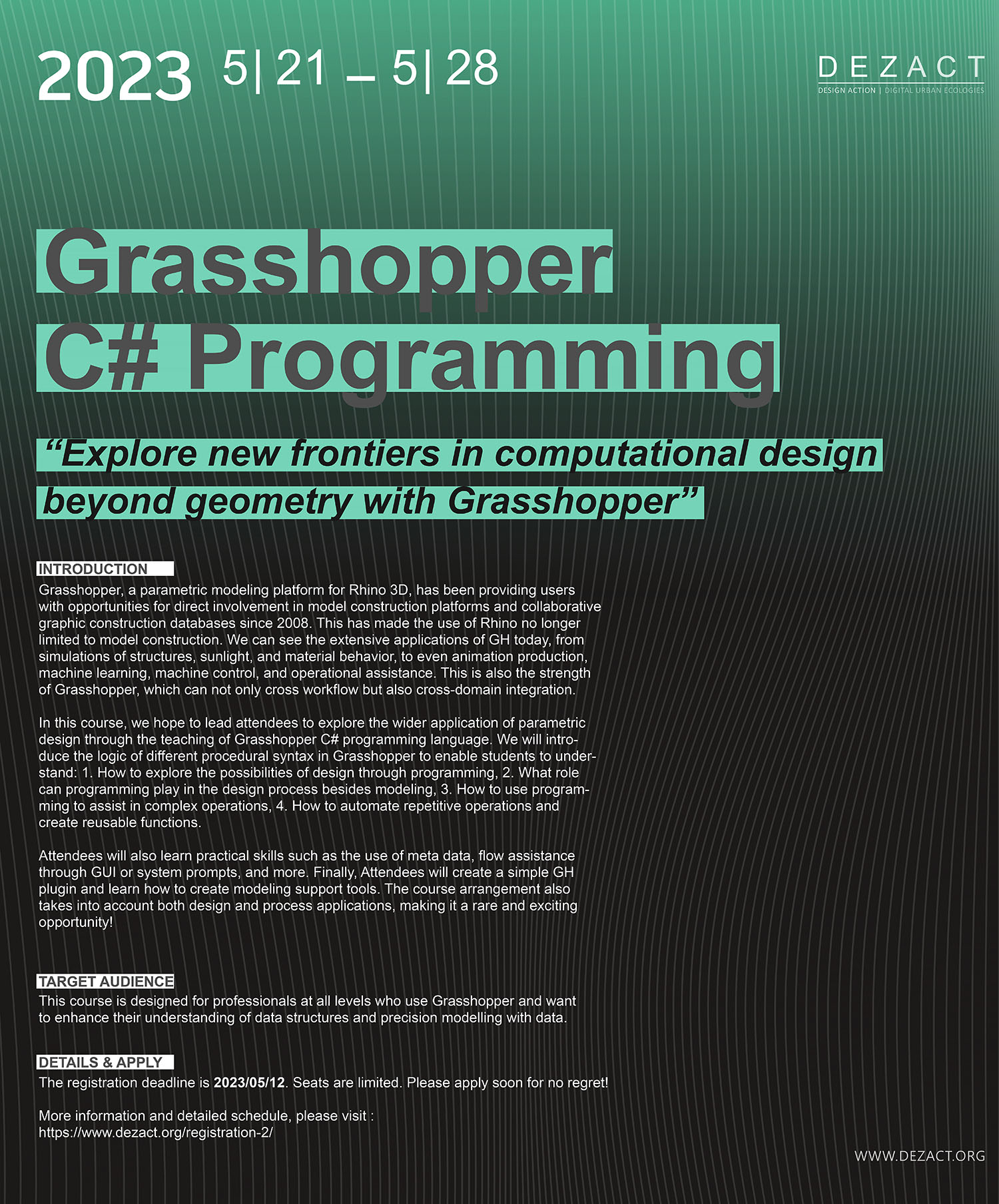 Grasshopper C# Programming for Parametric Design — course poster